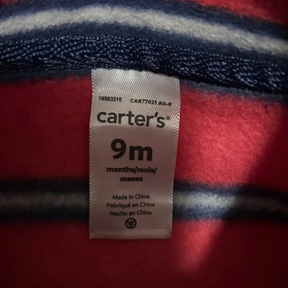 (2 for $10) carters Red Striped Zip-Front Baby One-Piece - Picture 5 of 7